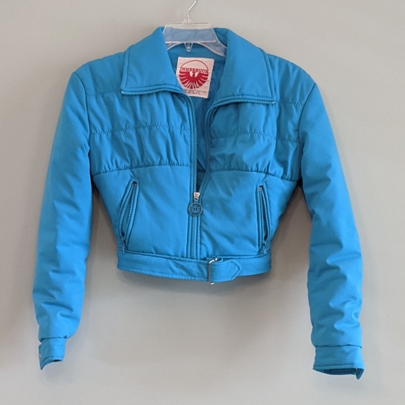 Vintage Innsbruck Ski Snow Suit Bright Blue Size Small 2 Piece Jacket Overalls - Picture 7 of 16